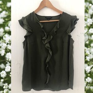 Banana Republic Small Olive Green Waterfall Blouse